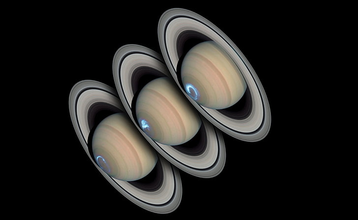 Planètes avec anneaux, trois planète Saturne illustration, espace, planètes, avec, anneaux, Fond d'écran HD