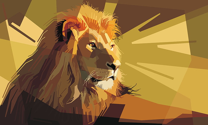 fondos de pantalla de vector de león, león, arte, vector, líneas, rayas, Fondo de pantalla HD