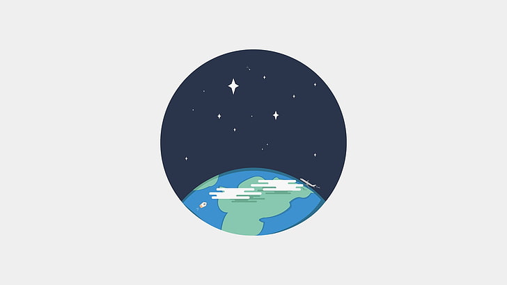 illustrazione della terra, terra, minimalismo, web design, icona, icone, natura, cielo, notte, Sfondo HD