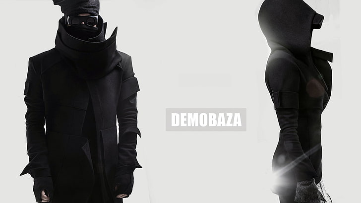 giacca nera con cappuccio collage, demo, demobaza, moda, Belgio, abbigliamento nero, abbigliamento, futuristico, cappe, Sfondo HD