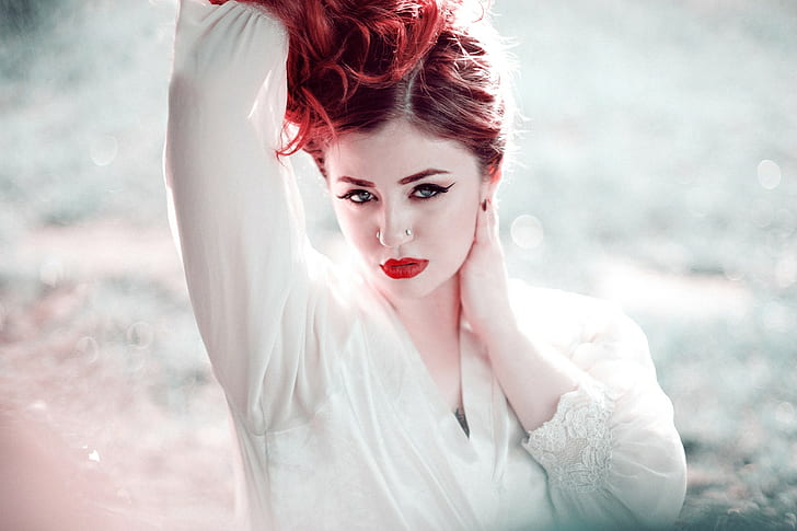 model, wanita, berambut merah, eyeliner, Wallpaper HD