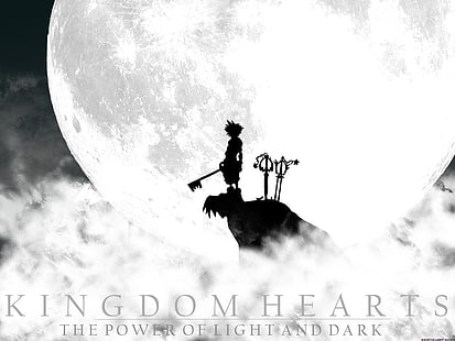Papel de parede de Kingdom Hearts, Kingdom Hearts, Sora (Kingdom Hearts), Keyblade, Lua, HD papel de parede HD wallpaper