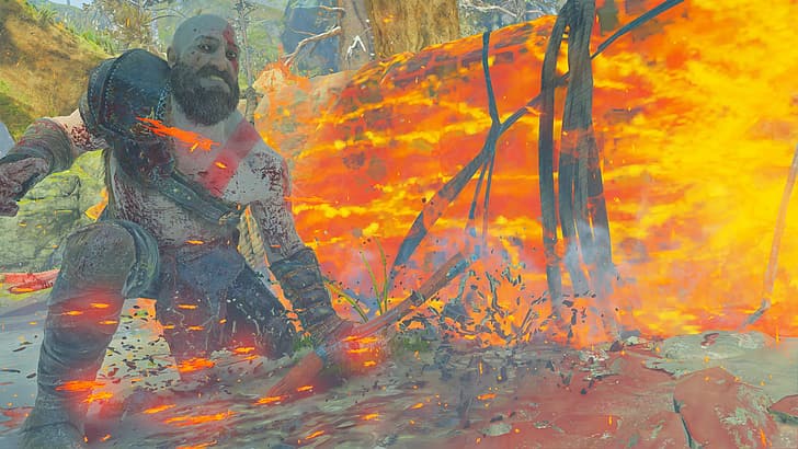 Kratos, God of War, happy, HD wallpaper