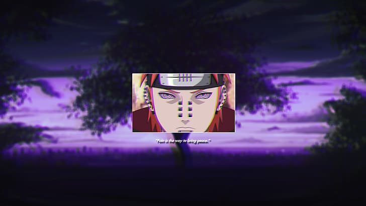 Naruto (anime), purple background, VHS, anime, anime boys, Rinnegan, Akatsuki, HD wallpaper