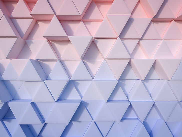 Quartz bleu et rose sérénité abstrait fond triangle 3d, Fond d'écran HD