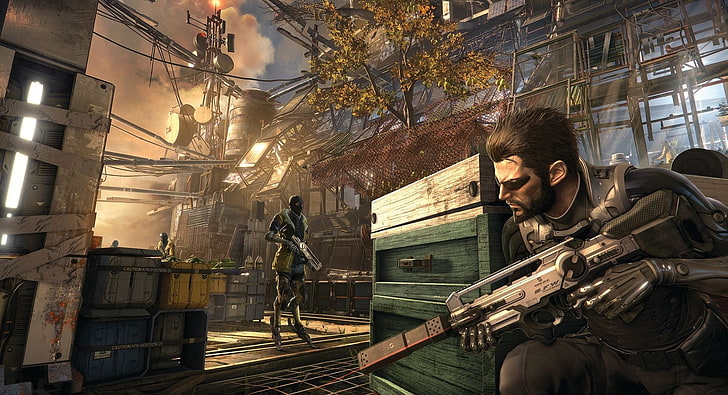 приложение за игри, Deus Ex, оръжие, Адам Йенсен, киберпънк, научна фантастика, футуристичен, видео игри, Deus Ex: Mankind Divided, HD тапет
