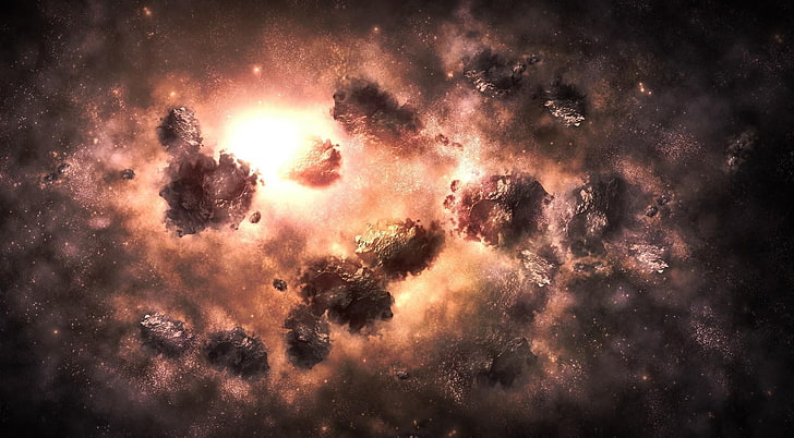 wallpaper galaksi kosmik, alam semesta, nebula, ledakan, cahaya, Wallpaper HD