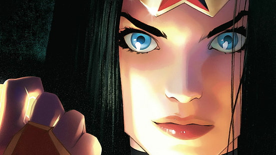Wonder Woman DC Face HD, ภาพประกอบสาวน้อยมหัศจรรย์, การ์ตูน / การ์ตูน, ใบหน้า, ผู้หญิง, ดีซี, สงสัย, วอลล์เปเปอร์ HD HD wallpaper