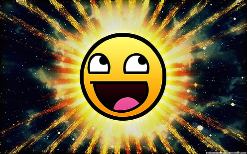 laughing emoji illustration, emoticons, awesome face, memes, HD wallpaper HD wallpaper