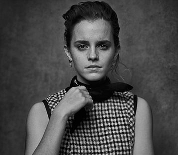 Aktorki, Emma Watson, Actress, Black & White, English, Tapety HD HD wallpaper