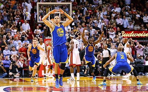 Stephen Curry, Stephen Curry, NBA, koszykówka, wojownik, Golden State Warriors, Miami Heat, Tapety HD HD wallpaper