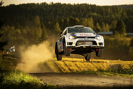 Poussière, Volkswagen, saut, WRC, Rallye, Finlande, Polo, Fond d'écran HD HD wallpaper