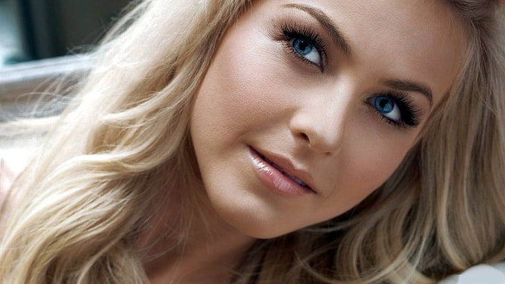 Julianne Hough, women, portrait, blue eyes, model, blonde, face, HD wallpaper
