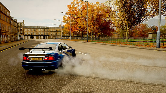  BMW, BMW M3 E46, E-46, Forza Horizon 4, Need for Speed, Need for Speed: Most Wanted, Drifting, BMW M3 E46 GTR, BMW E46, BMW 3 Series, sunset, fall, HD wallpaper HD wallpaper