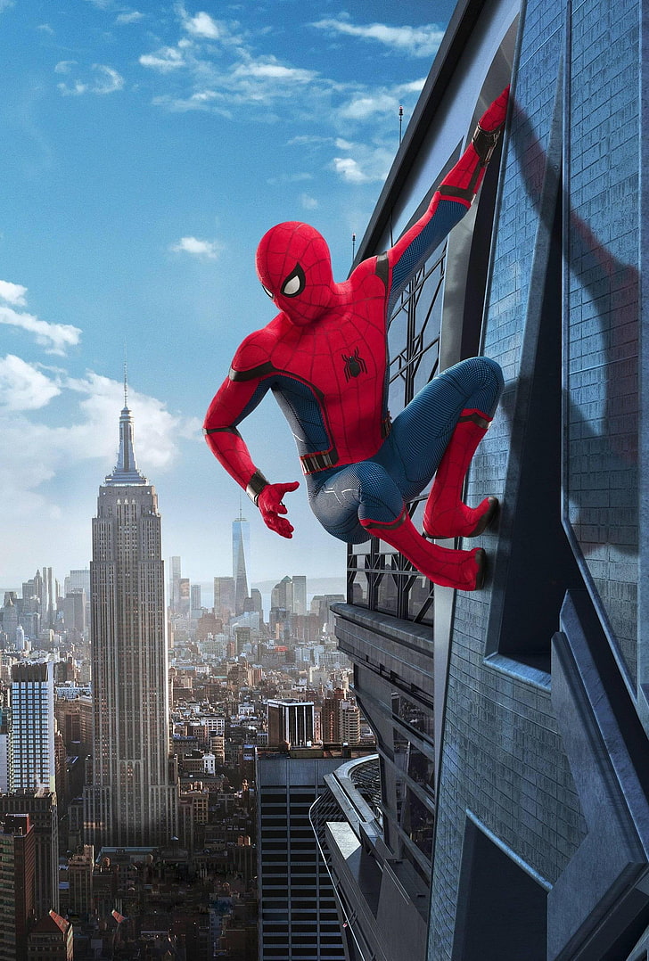 Spider-Man-Illustration, Porträtanzeige, Spider-Man, Spider-Man: Homecoming (2017), Marvel Cinematic Universe, HD-Hintergrundbild, Handy-Hintergrundbild