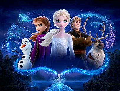 Film, Frozen 2, Anna (Frozen), Elsa (Frozen), Kristoff (Frozen), Olaf (Frozen), Sven (Frozen), Tapety HD HD wallpaper