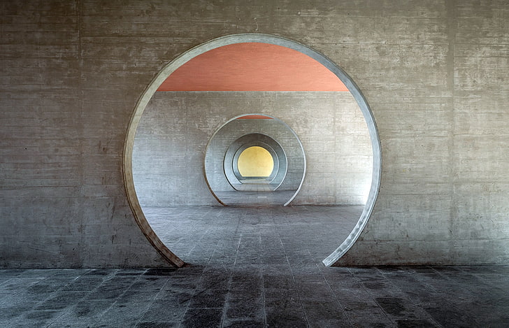 concrete tunnel, building, architecture, tunnel, HD wallpaper