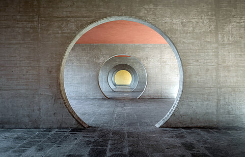 бетонный тоннель, здание, архитектура, тоннель, HD обои HD wallpaper