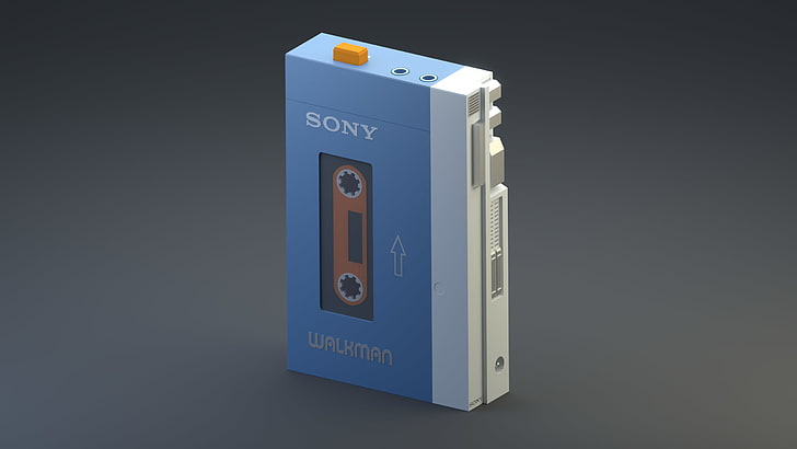 Sony, audio, low poly, Walkman, cassette, Sfondo HD
