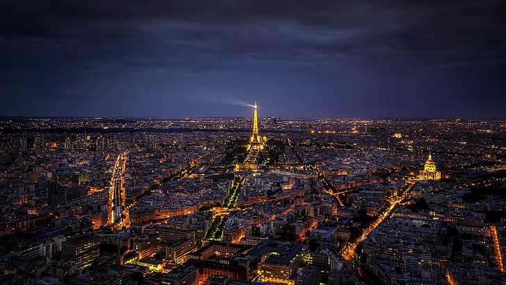 la tour, obscurité, crépuscule, ciel nocturne, L'Europe , France, Gratte-ciel, jour, nuage, Lumières de la ville, Paysage urbain, horizon, métropole, Horizon, nuit, point de repère, tour Eiffel, ville, ciel, Paris, Fond d'écran HD