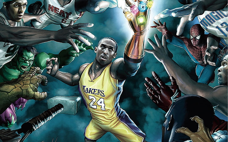 Kobe Bryant digital wallpaper, Basketball, Los Angeles Lakers, Dwyane Wade, HD wallpaper