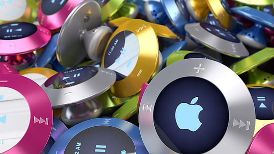 rundes tragbares MP3-Player-Los der sortierten Farbe, Apfel, iPod-Luft, Konzept, Design, HD-Hintergrundbild HD wallpaper