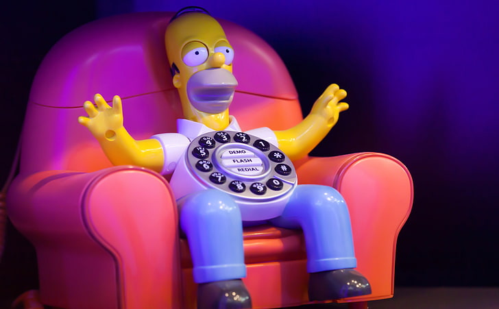 Homer Calls Home、Homer Simpsonsをテーマにした回転式電話、Funny、California、 HDデスクトップの壁紙