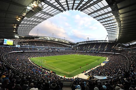 piłka nożna, stadion, Manchester City, Etihad Stadium, Etihad, Tapety HD HD wallpaper