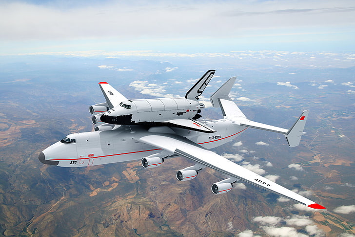 два бели самолета, Буран, Мрия, Ан-225, HD тапет