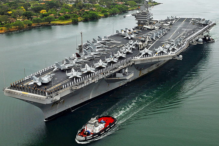 aircraft carrier, warship, vehicle, aircraft, military aircraft, ship, military, HD wallpaper