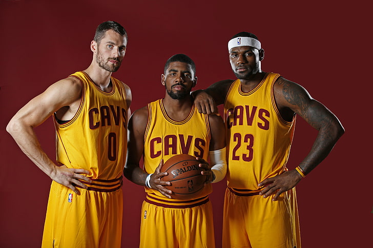Kevin Love, Kyrie Irving and LeBron James Cleveland Cavaliers, cleveland cavaliers, kyrie irving, kevin love, anderson varejao, HD wallpaper