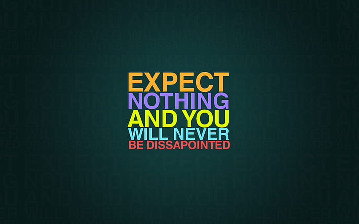 quote, Expect, green, typography, minimalism, HD wallpaper
