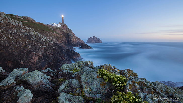 Cabo Vilan deniz feneri, Galiçya, İspanya, Avrupa, HD masaüstü duvar kağıdı