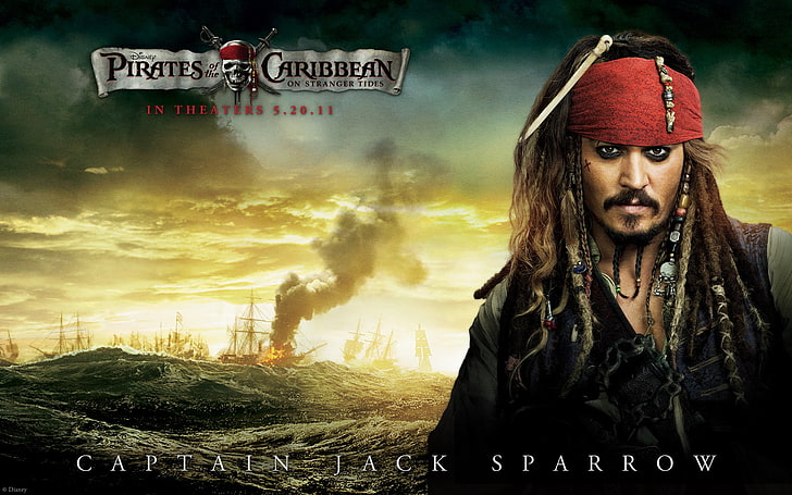 Pirati dei Caraibi sfondo del Capitano Jack Sparrow, mare, pirati dei Caraibi, Jack Sparrow, Sfondo HD