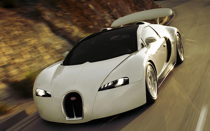 Bugatti HD, white bugatti veyron, vehicles, bugatti, HD wallpaper