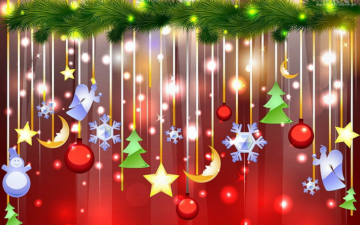 ღ. awesome Merry Christmas. ღ, 새해, 장식, 크리스마스 트리, 눈송이, 휴일, 축제, 구슬, 스파크, 겨울철, 달콤한, HD 배경 화면