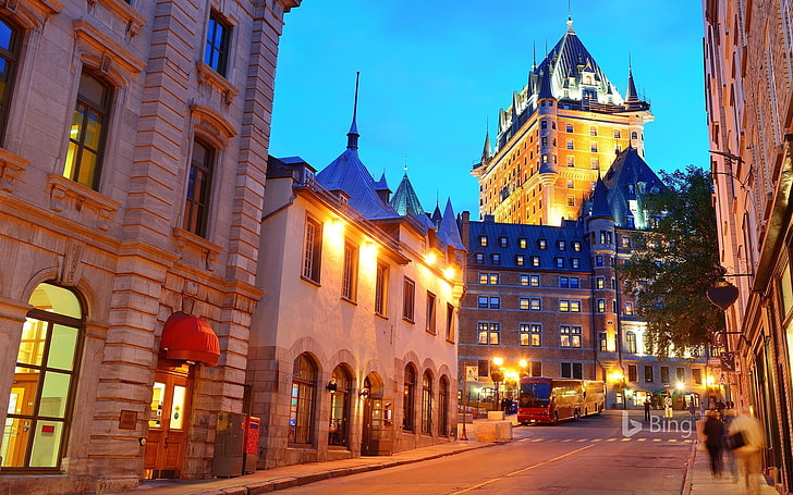 Canada Quebec City Chateau Nightscape-2017 Bing De.., HD wallpaper