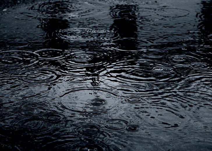 love, happy, nature, water, ripples, black, dark, reflection, rain, puddle, HD wallpaper