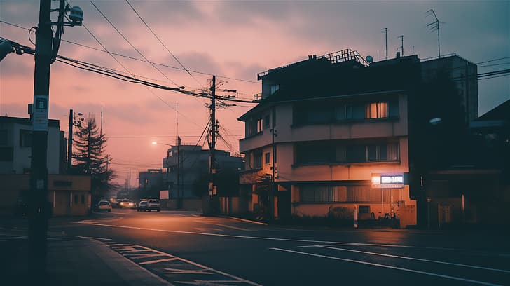 فن الذكاء الاصطناعي ، مدينة ، شارع ، LoFi ، اليابان، خلفية HD
