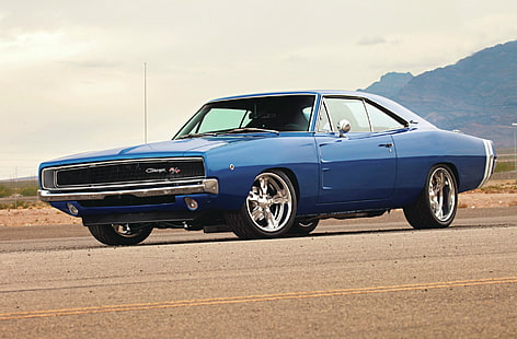 синьо купе, кола, Dodge, Dodge Charger, мускулни коли, сини автомобили, превозно средство, HD тапет HD wallpaper