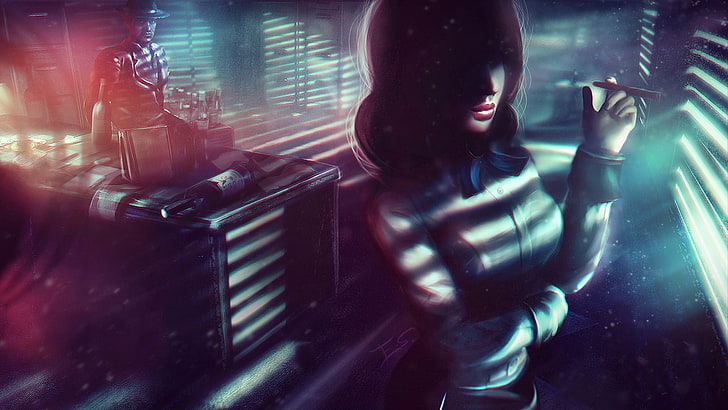 kobieta trzymająca papierosa animowana tapeta postaci, BioShock, BioShock Infinite, gry wideo, Tapety HD