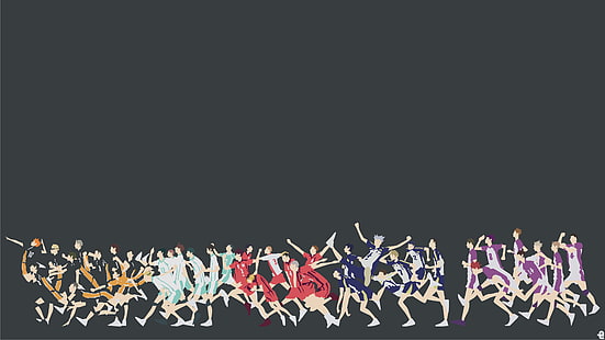 Haikyuu !!, chłopcy z anime, Hinata Shouyou, Kageyama Tobio, Kozume Kenma, Tanaka Ryūnosuke, Nishinoya Yuu, Kurō Tetsurō, Tsukishima Kei, Yamaguchi Tadashi, Azumane Asahi, Sugawara Kōshi, Tapety HD HD wallpaper
