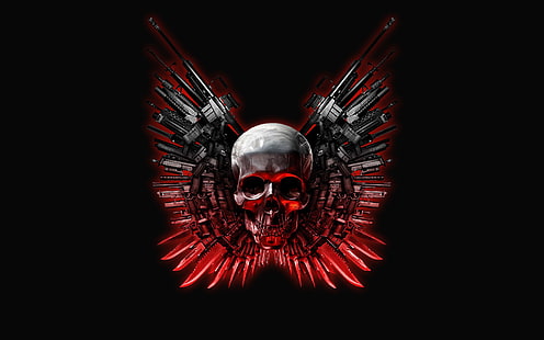 Expendables logo, weapons, skull, The Expendables, HD wallpaper HD wallpaper