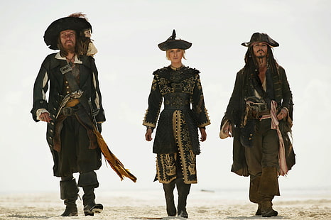 Pirates of the Caribbean movie still, Jack Sparrow, Pirates of the Caribbean, Elizabeth Swann, Hector Barbossa, HD wallpaper HD wallpaper