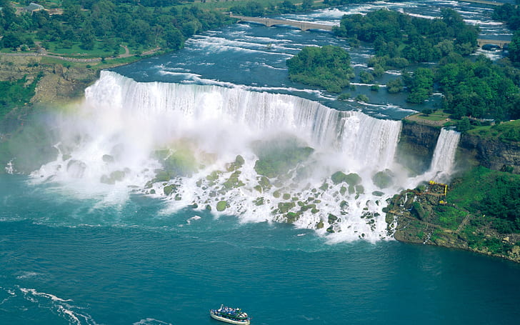 Spektakuläre Wasserfälle, Niagara Falls, Kanada, Boot, Spektakuläre Wasserfälle, Niagara Falls, Kanada, Boot, HD-Hintergrundbild