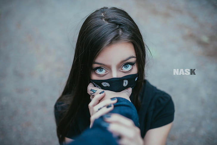 bandanas, blue eyes, Nuria GC, Nask Nach, HD wallpaper