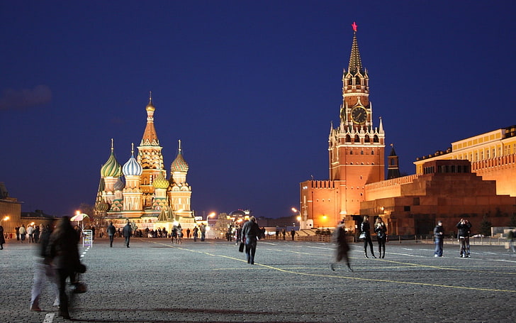 Russia, Moscow, Kremlin, Red square, People, Movement,  evening, HD wallpaper