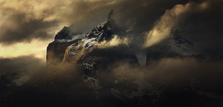 บรรยากาศตามฤดูกาล Torres del Paine เมฆลมทิวทัศน์ธรรมชาติชิลีภูเขา, วอลล์เปเปอร์ HD