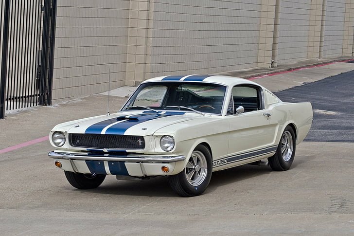 Ford, Shelby Mustang GT 350, Car, Fastback, Muscle Car, Shelby Mustang GT350, White Car, HD tapet