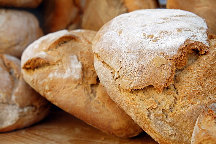 pieczony, pieczony chleb, wypieki, chleb, skórka chleba, chrupiące, mąka, żywność, frisch, domowy, bochenek chleba, targ, pieczywo z pieca opalanego drewnem, Tapety HD